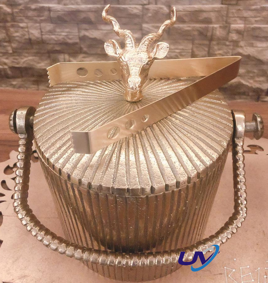 Gold Reindeer Head Ice Bucket