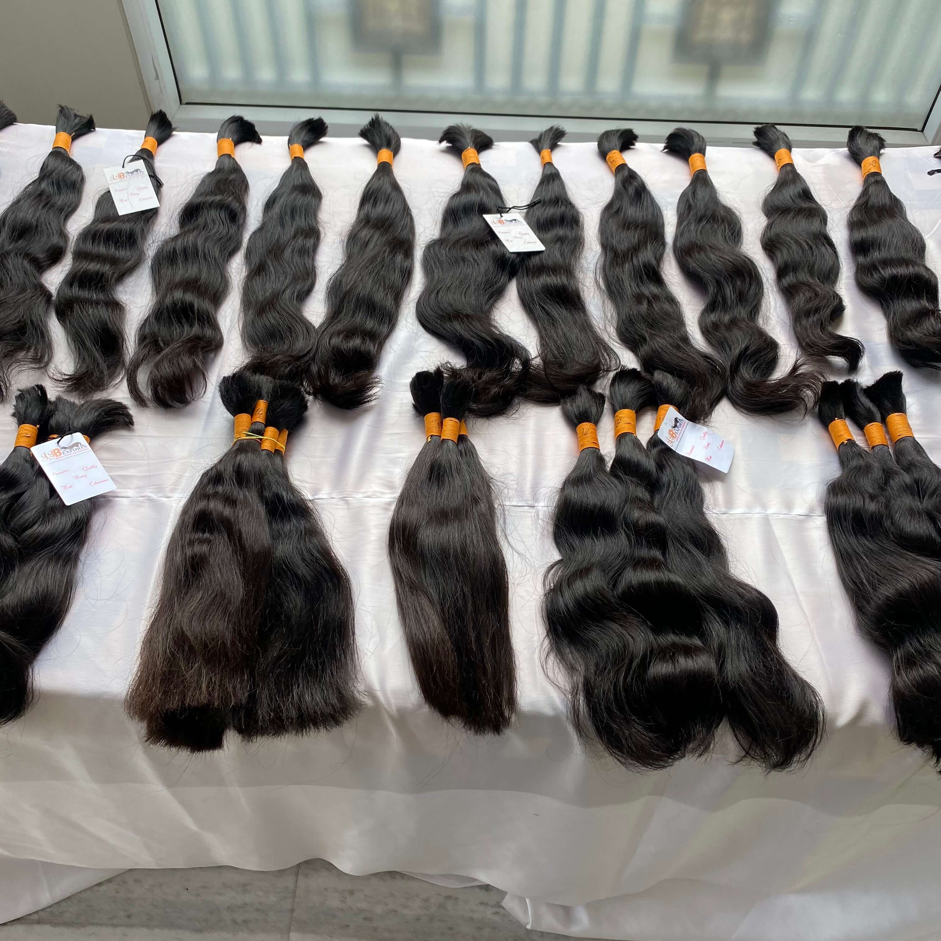 Virgin remy bulk raw unprocessed 100% natural human hair extensions