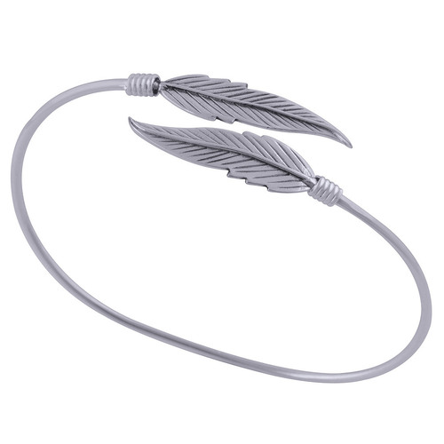 Plain Feather 925 Sterling Solid Silver Bangle