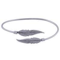 Plain Feather 925 Sterling Solid Silver Bangle