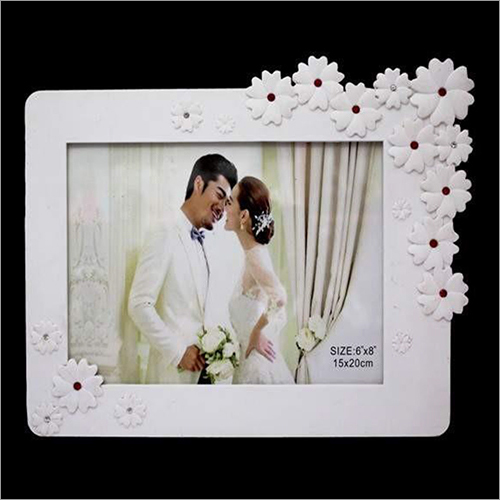 Plastic Photo Frame With Red And White Stone
