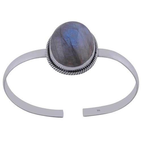 Labradorite Natural Gemstone Oval 925 Sterling Solid Silver Handmade Bangle