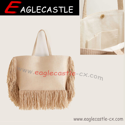 Straw Bag Summer Tassel Holiday Beach Bag Women One Shoulder Tote Bag