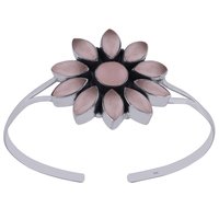 Garnet Natural Gemstone Flower 925 Sterling Solid Silver Handmade Bangle