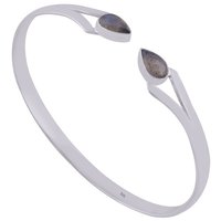 Labradorite Natural Gemstone 925 Sterling Solid Silver Pear Cabochon Handmade Bangle