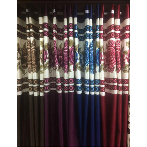 Long Crush Patch Printed Curtains