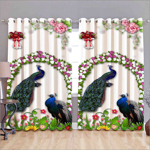Digital Peacock Printed Curtains