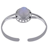 Rainbow Natural Gemstone Oval 925 Sterling Solid Silver Handmade Bangle