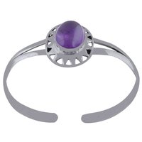 Rainbow Natural Gemstone Oval 925 Sterling Solid Silver Handmade Bangle