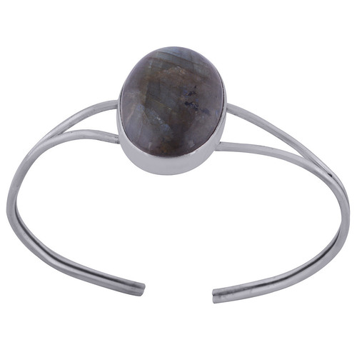Labradorite Natural Gemstone Oval 925 Sterling Solid Silver Handmade Bangle