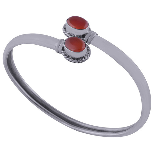 Carnelian Natural Gemstone Oval 925 Sterling Solid Silver Handmade Bangle