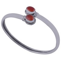 Carnelian Natural Gemstone Oval 925 Sterling Solid Silver Handmade Bangle