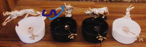 Enamel Coated metal bowl with spoon By U. V. OVERSEAS