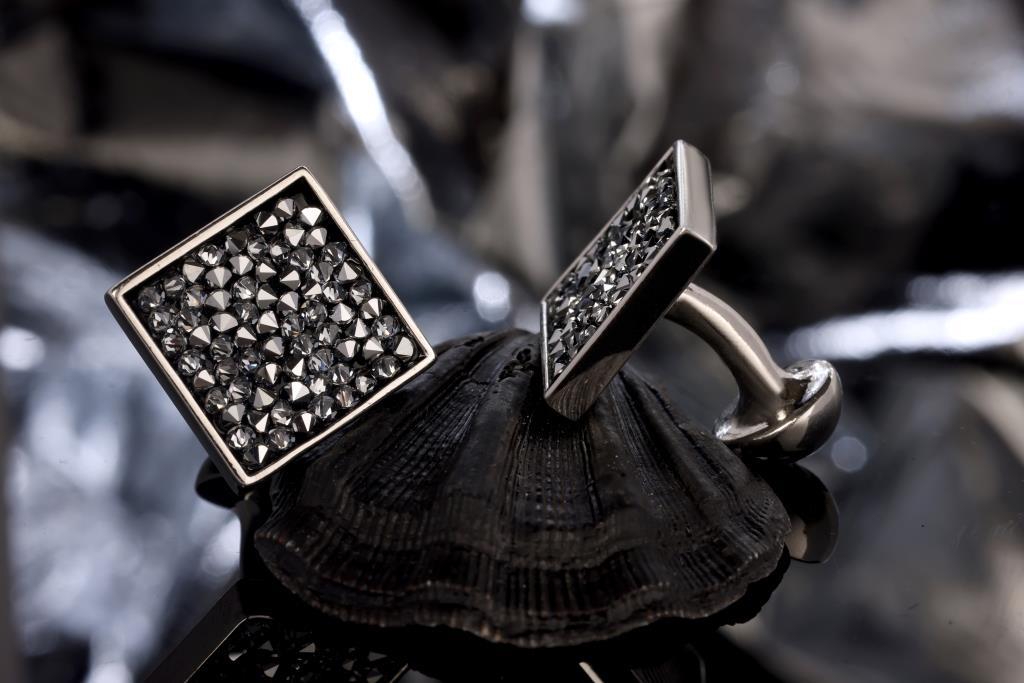 VISHWA Sterling Silver Swarovski Marcasite Cufflinks for Mens