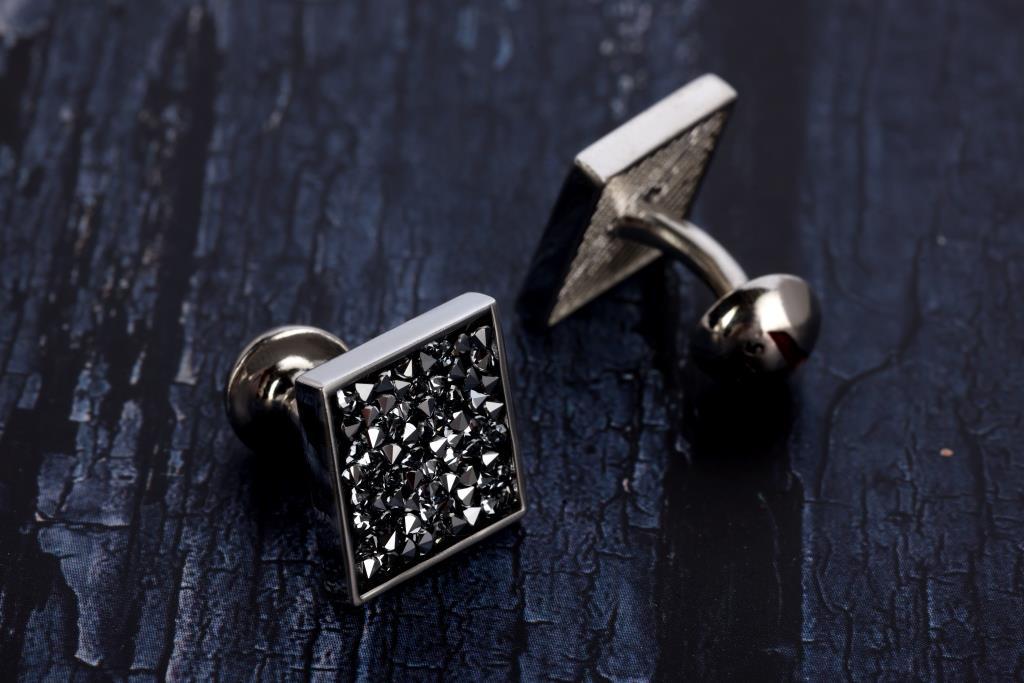 VISHWA Sterling Silver Swarovski Marcasite Cufflinks for Mens