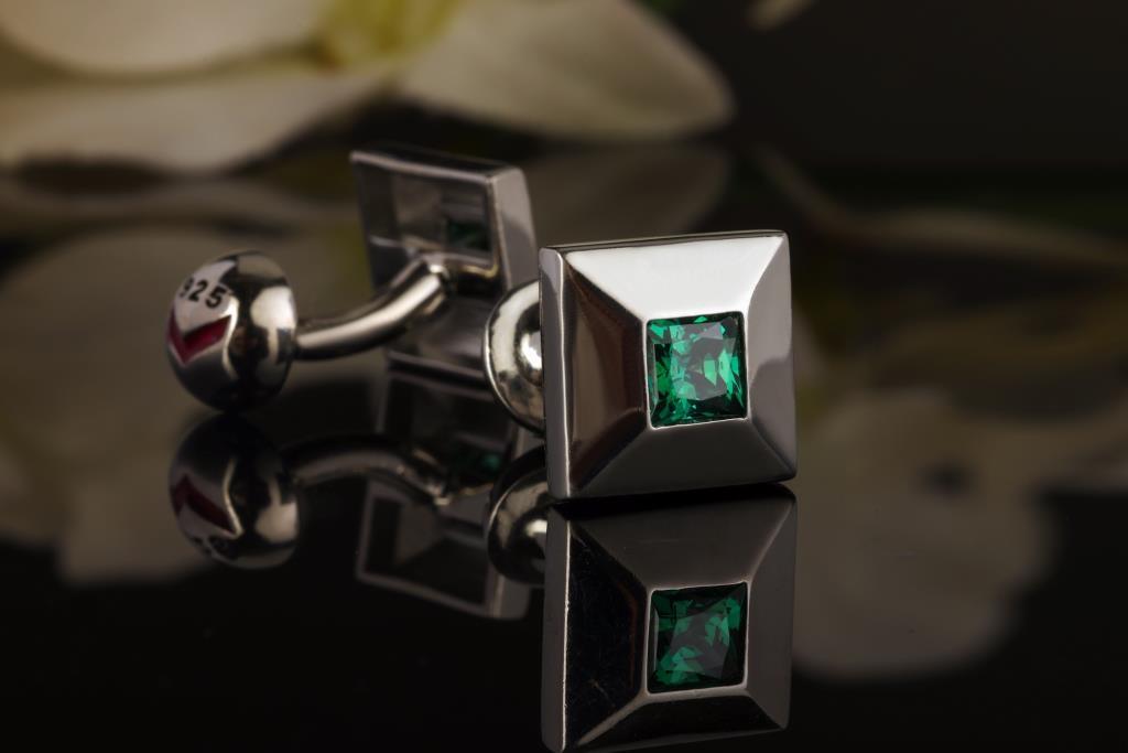 VISHWA Sterling Silver Cufflinks Swarovski Stones for Mens Gift Corporate Gift