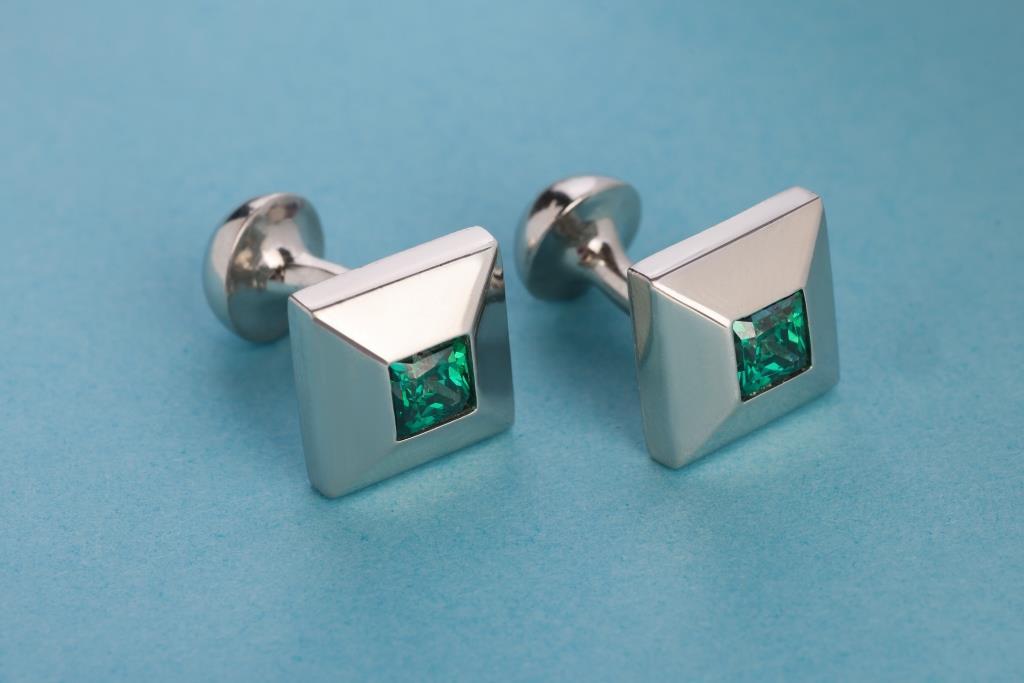 VISHWA Sterling Silver Cufflinks Swarovski Stones for Mens Gift Corporate Gift
