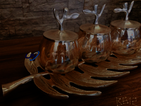 Metal Leaf Tray With 3 Jars - Color: Golden Or Silver