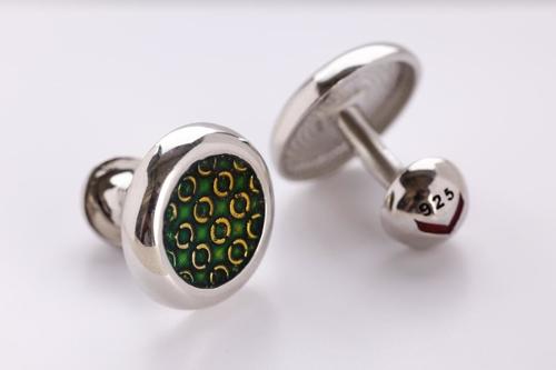 VISHWA Sterling Silver Green Enamel with Golden Accents for Mens’