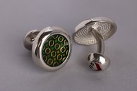 VISHWA Sterling Silver Green Enamel with Golden Accents for Mens’