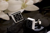 VISHWA Sterling Silver Black Enamel Ball Return lock For Mens Perfect Gift