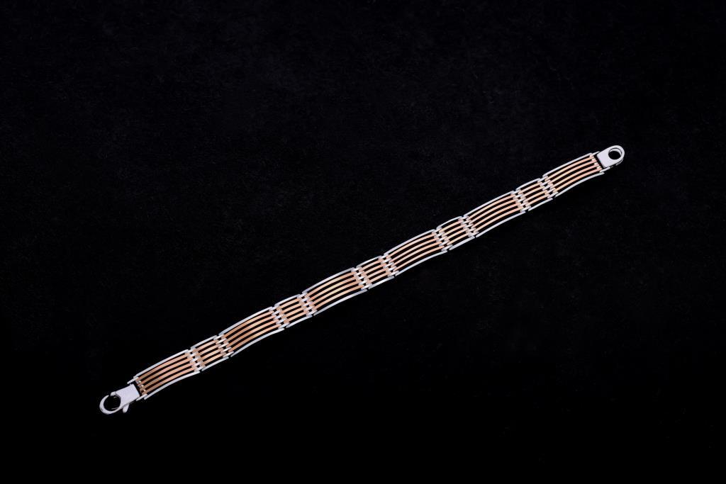 Sterling Silver Two-Tone 6 Line  Light Weight Bracelets UNISEX