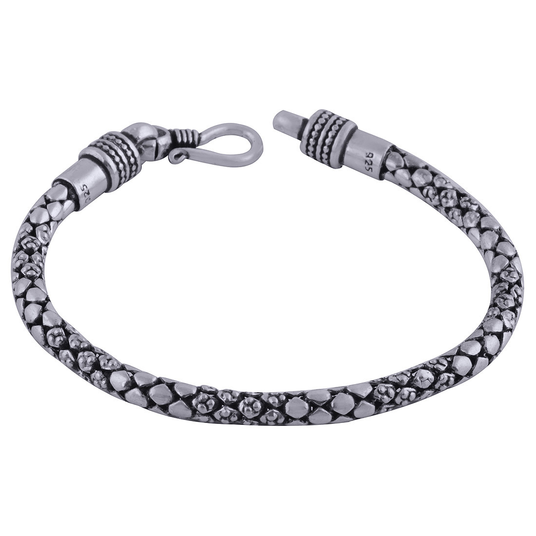 Textured Plain 925 Sterling Solid Silver Bracelet