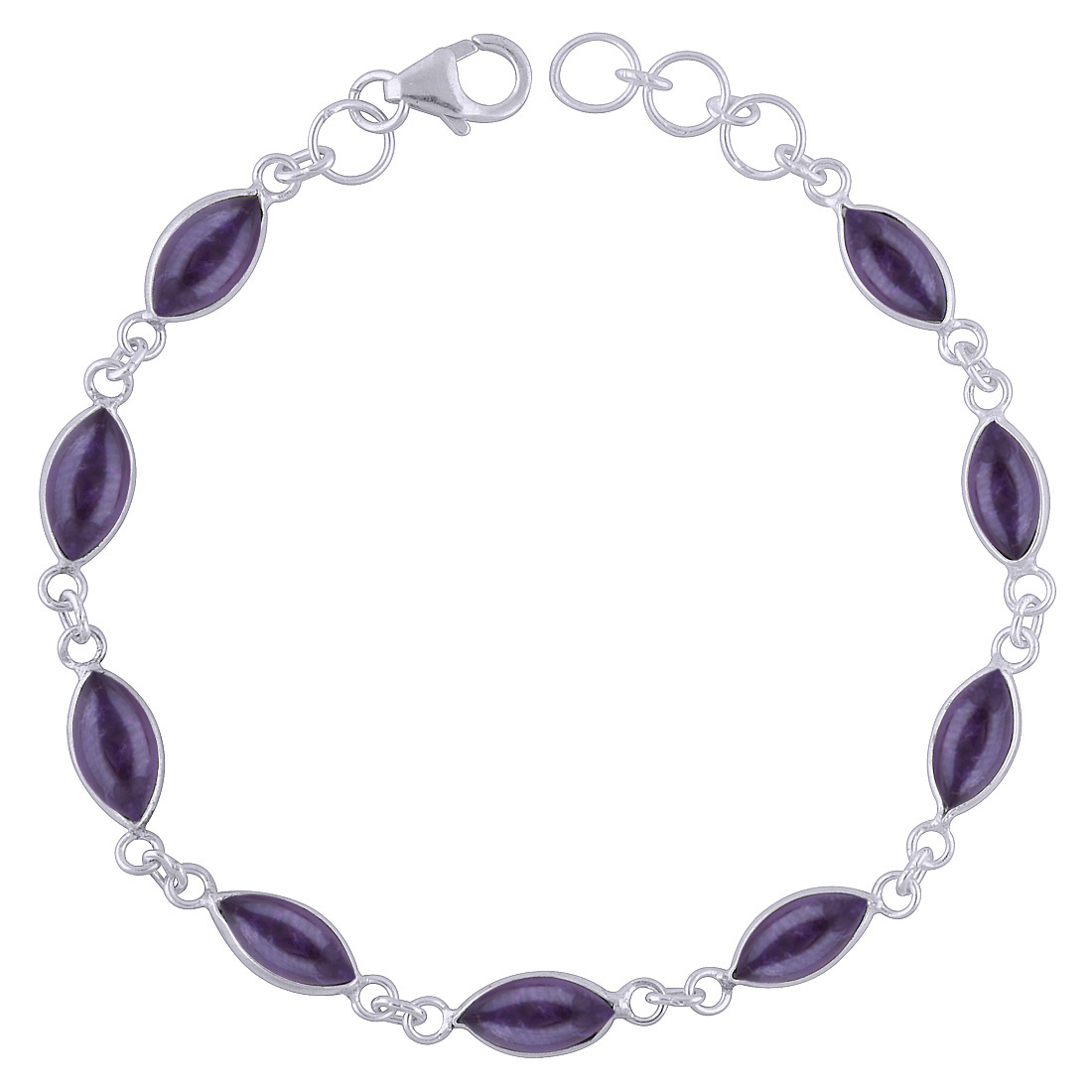 Lapis Natural Gemstone 925 Sterling Solid Silver Marquise Cabochon Handmade Bracelet
