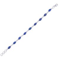 Lapis Natural Gemstone 925 Sterling Solid Silver Marquise Cabochon Handmade Bracelet