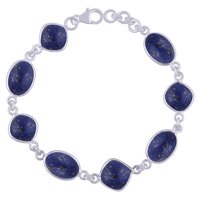 Multiple Natural Gemstone 925 Sterling Solid Silver Oval/square Cabochon Handmade Bracelet
