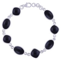 Multiple Natural Gemstone 925 Sterling Solid Silver Oval/square Cabochon Handmade Bracelet