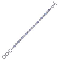 Rainbow Natural Gemstone 925 Sterling Solid Silver Oval Cabochon Handmade Bracelet