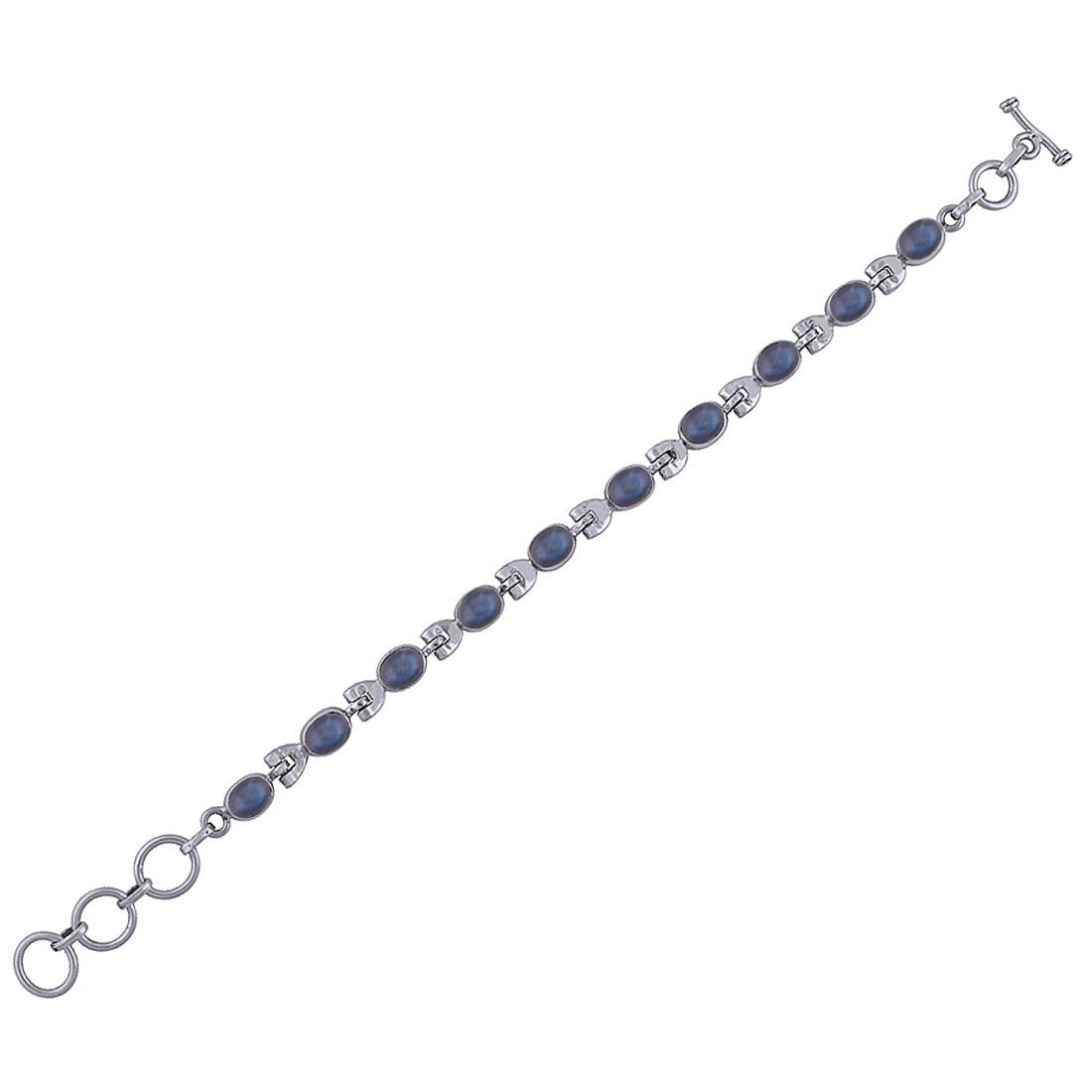 Rainbow Natural Gemstone 925 Sterling Solid Silver Oval Cabochon Handmade Bracelet