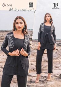 Chikan Kurti Pant Set Decoration Material: Laces