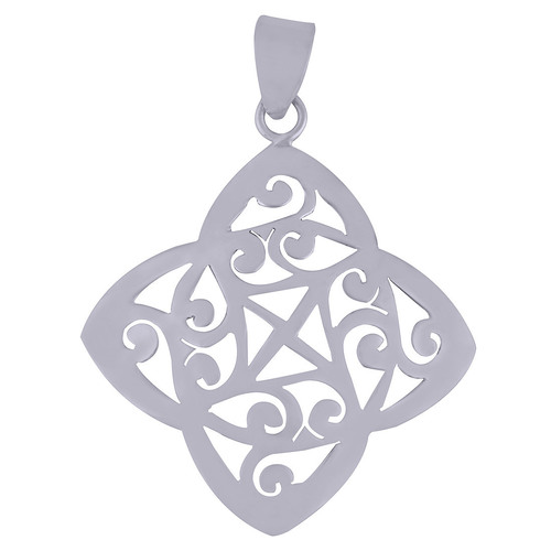 Authentic Jali Cut Work Plain 925 Sterling Solid Silver Pendant
