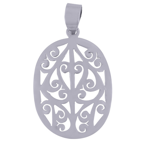 Authentic Jali Cut Work Plain 925 Sterling Solid Silver Pendant