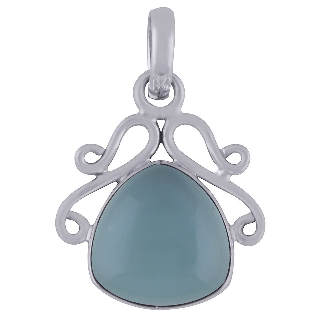 Rose Quartz Natural Gemstone 925 Sterling Solid Silver Trillion Cabochon Handmade Pendant