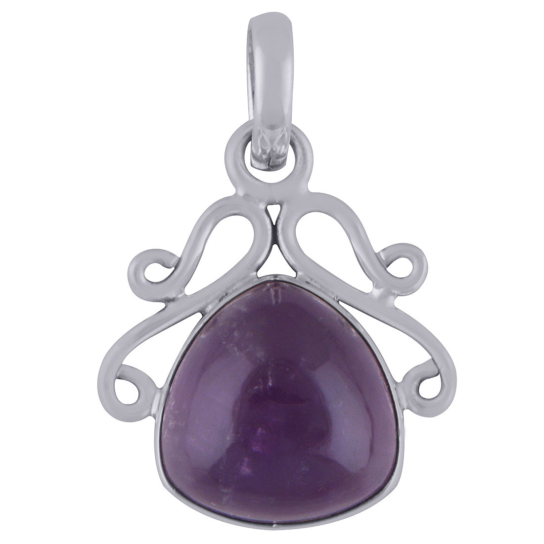 Rose Quartz Natural Gemstone 925 Sterling Solid Silver Trillion Cabochon Handmade Pendant