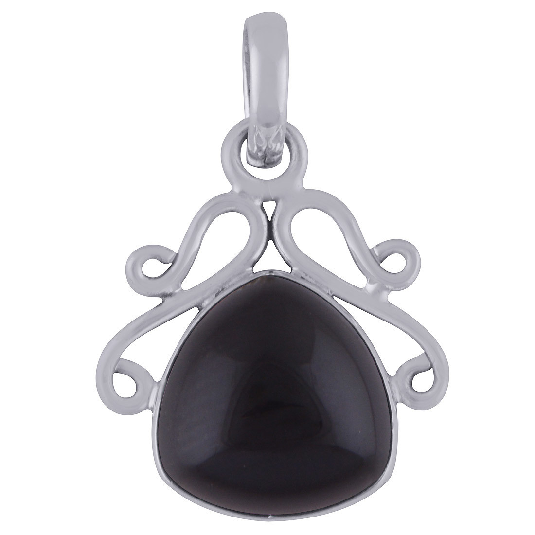 Rose Quartz Natural Gemstone 925 Sterling Solid Silver Trillion Cabochon Handmade Pendant