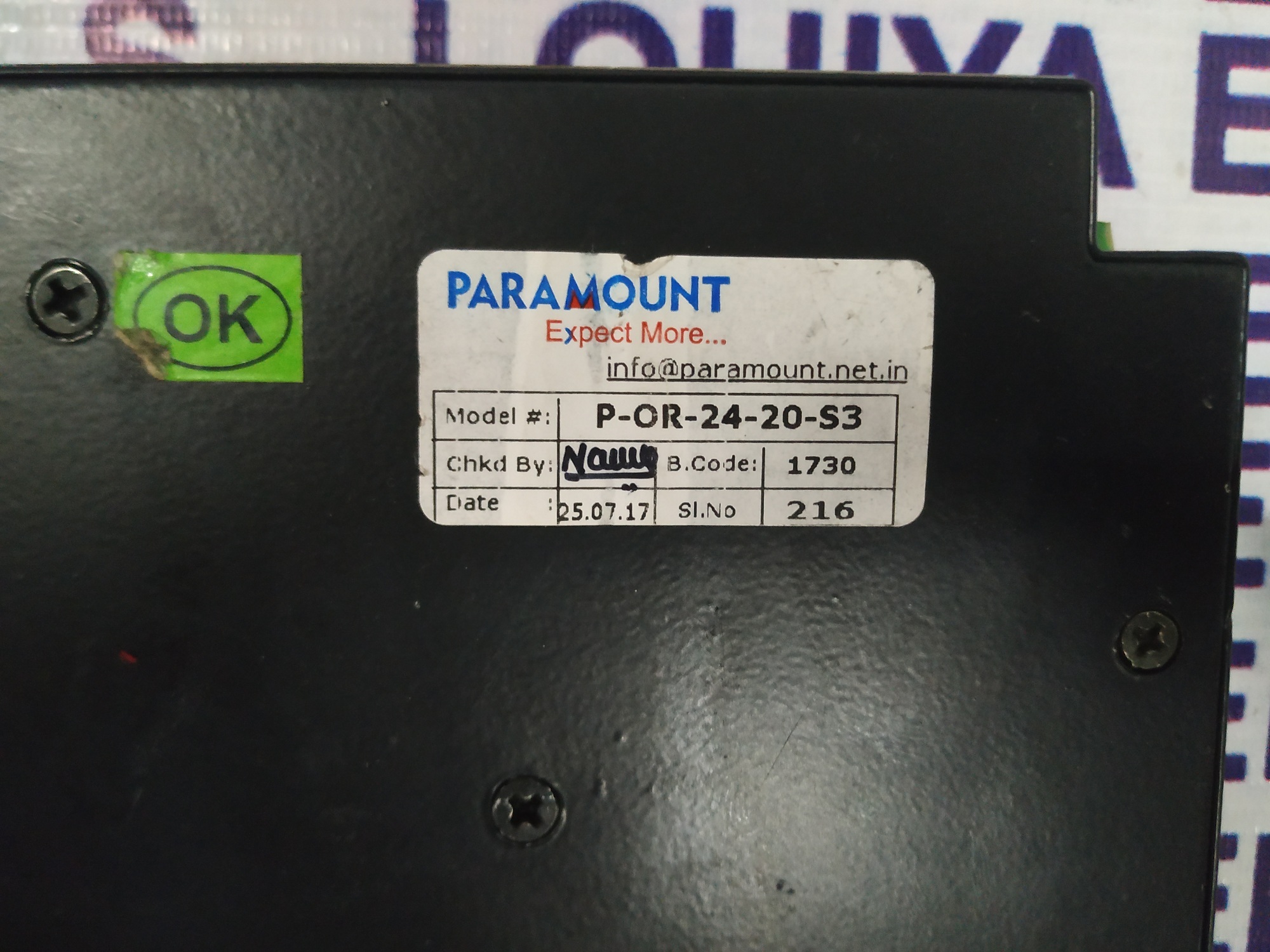 PARAMOUNT OR-ING DIODE UNIT P-OR-24-20-S3