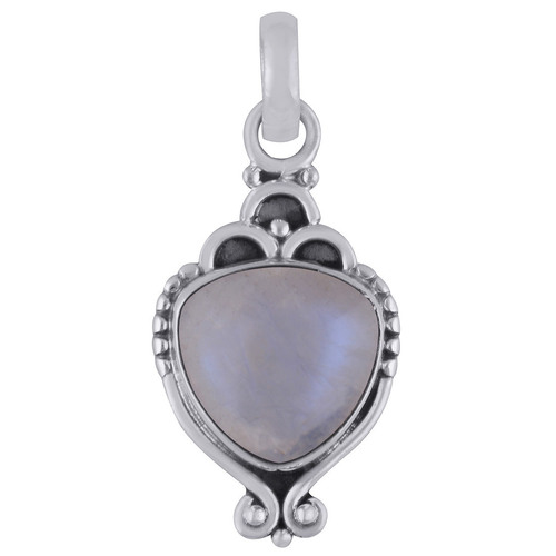 RAINBOW NATURAL GEMSTONE 925 STERLING SOLID SILVER TRILLION CABOCHON HANDMADE PENDANT