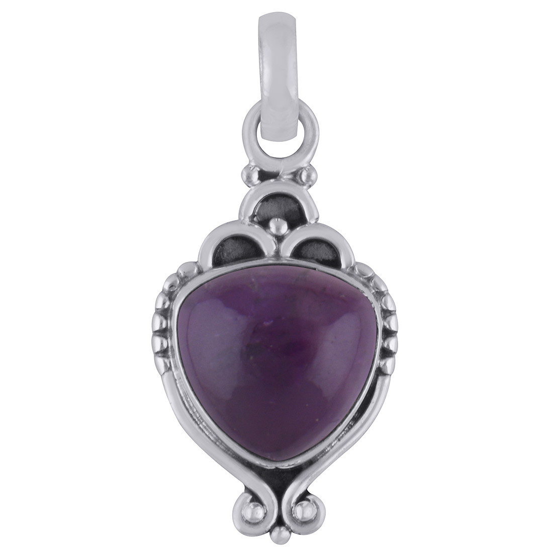 RAINBOW NATURAL GEMSTONE 925 STERLING SOLID SILVER TRILLION CABOCHON HANDMADE PENDANT