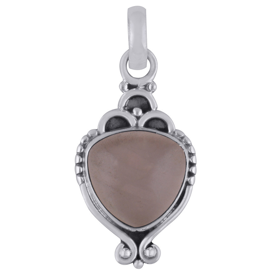 RAINBOW NATURAL GEMSTONE 925 STERLING SOLID SILVER TRILLION CABOCHON HANDMADE PENDANT