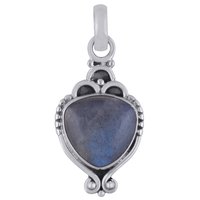 RAINBOW NATURAL GEMSTONE 925 STERLING SOLID SILVER TRILLION CABOCHON HANDMADE PENDANT