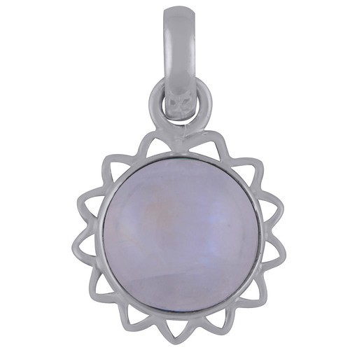RAINBOW NATURAL GEMSTONE 925 STERLING SOLID SILVER ROUND CABOCHON HANDMADE PENDANT