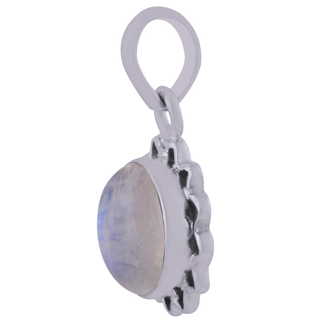 RAINBOW NATURAL GEMSTONE 925 STERLING SOLID SILVER ROUND CABOCHON HANDMADE PENDANT