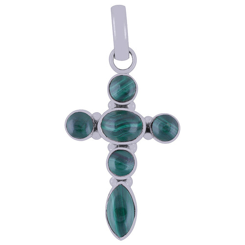 MALACHITE NATURAL GEMSTONE 925 STERLING SOLID SILVER MULTIPLE SHAPE CABOCHON STONE HANDMADE PENDANT