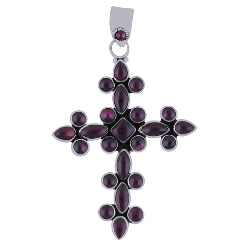 GARNET NATURAL GEMSTONE 925 STERLING SOLID SILVER MULTIPLE SHAPE CABOCHON STONE HANDMADE PENDANT