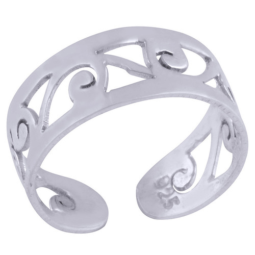 Plain Jali Cut 925 Sterling Solid Silver Handmade Toe Ring Size: Length: 6 Mm X Width 15 Mm