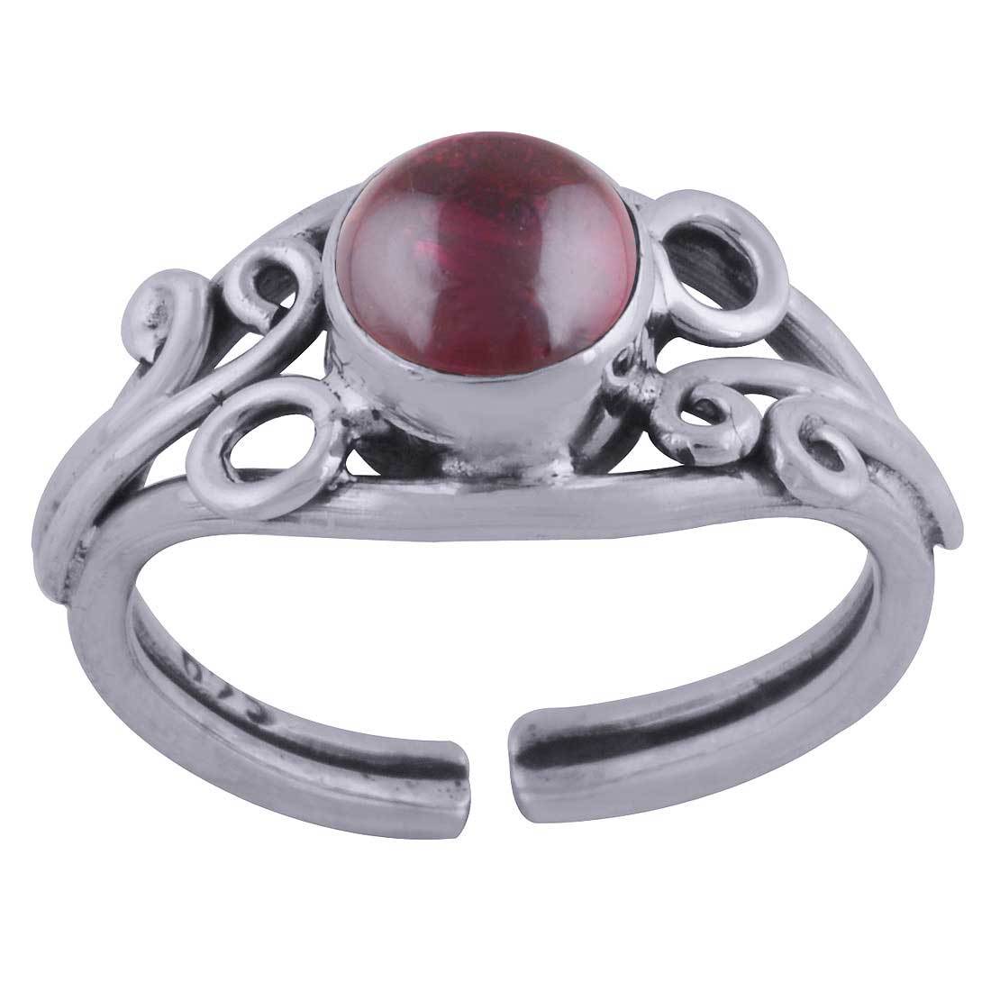 AMETHYST NATURAL GEMSTONE 925 STERLING SOLID SILVER ROUND CABOCHON HANDMADE TOE RING